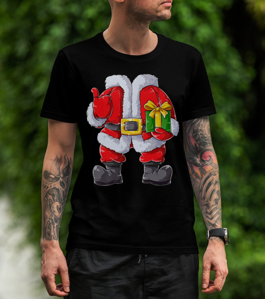 Santa Claus Costume With Gift Holiday Boys Christmas T-Shirt
