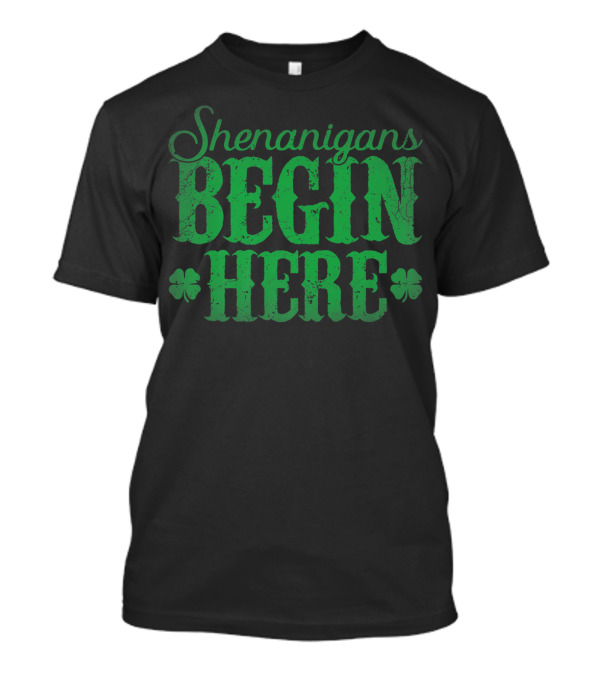 Shenanigans Begin Here With Shamrock Symbols T-Shirt