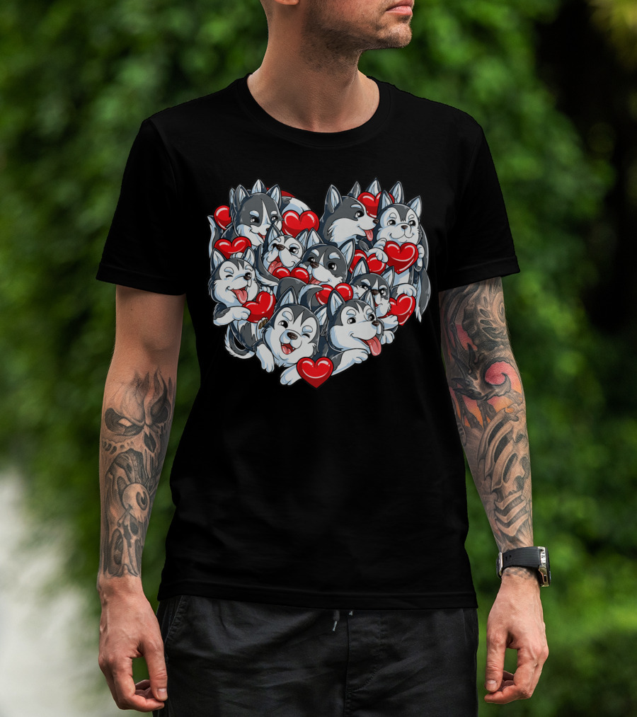 Siberian Husky Valentines Day Heart T-Shirt