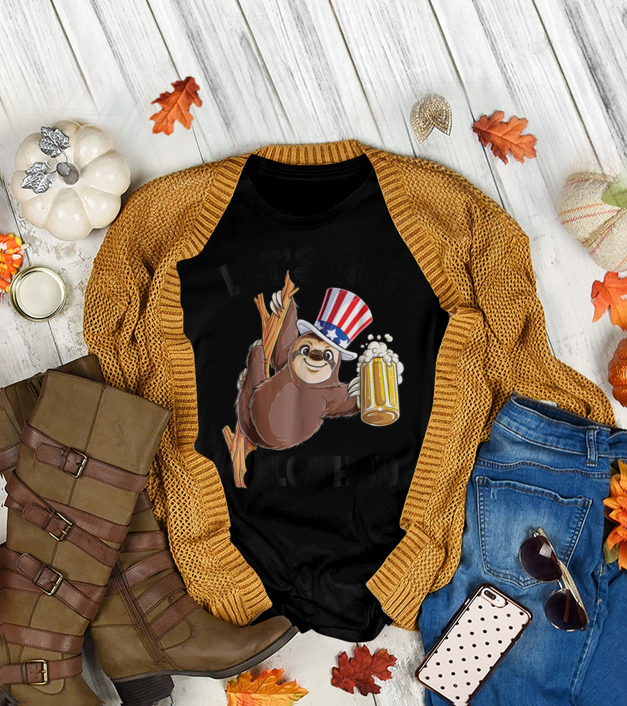 Let's Get Slothed Sloth Uncle Sam 4th of July T-Shirt