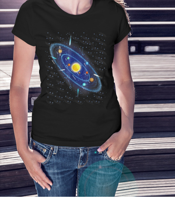 Solar System Awesome For Space Geeks Astronomy Planets Stars Orbits T-Shirt