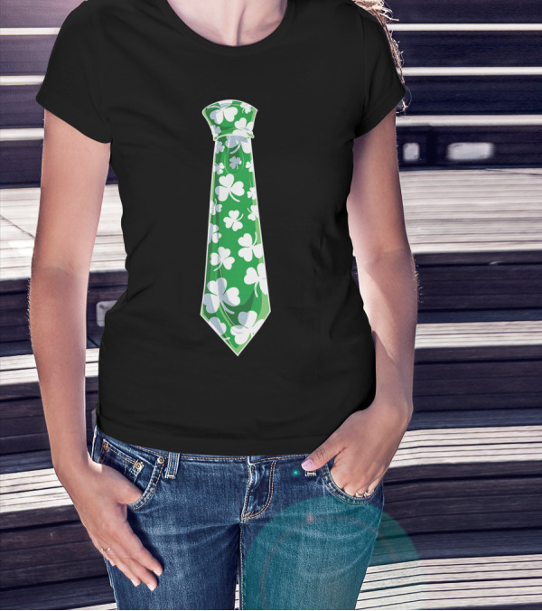St Patricks Day Green Shamrock Tie Boys Men T-Shirt