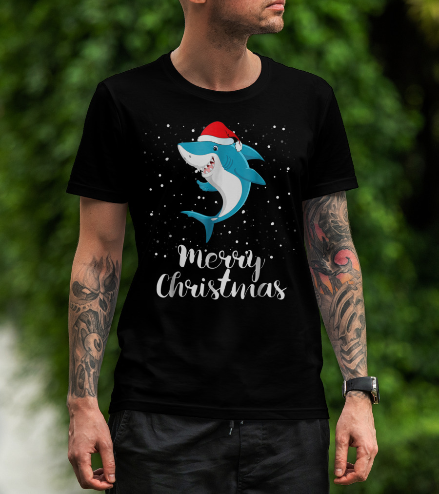 Merry Christmas Shark Funny Christmas Matching Family Group T-Shirt