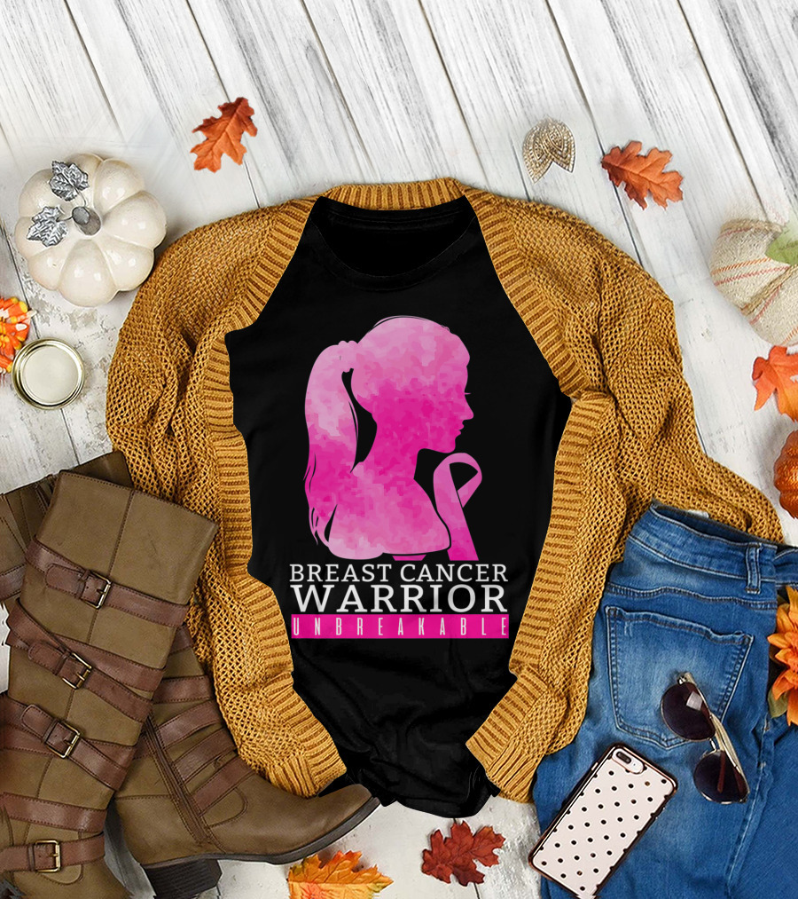 Breast Cancer Warrior Unbreakable Pink Ribbon T-Shirt