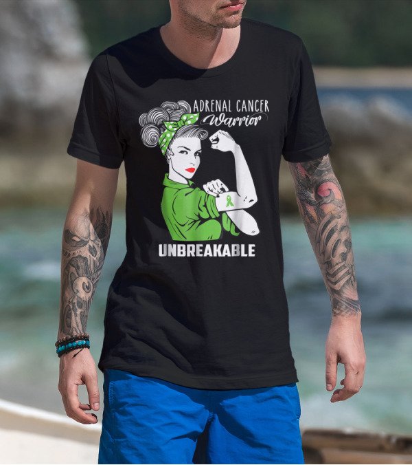 Adrenal Cancer Warrior Unbreakable Awareness Ribbon Strength T-Shirt