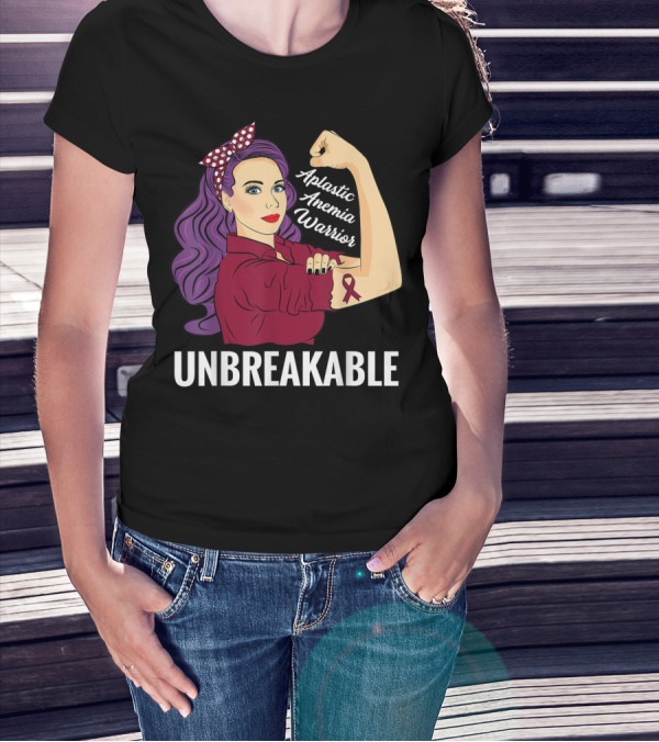 Aplastic Anemia Awareness Warrior Unbreakable Strength Ribbon T-Shirt