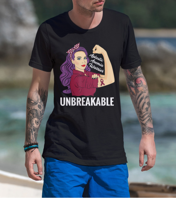 Aplastic Anemia Awareness Warrior Unbreakable Strength Ribbon T-Shirt