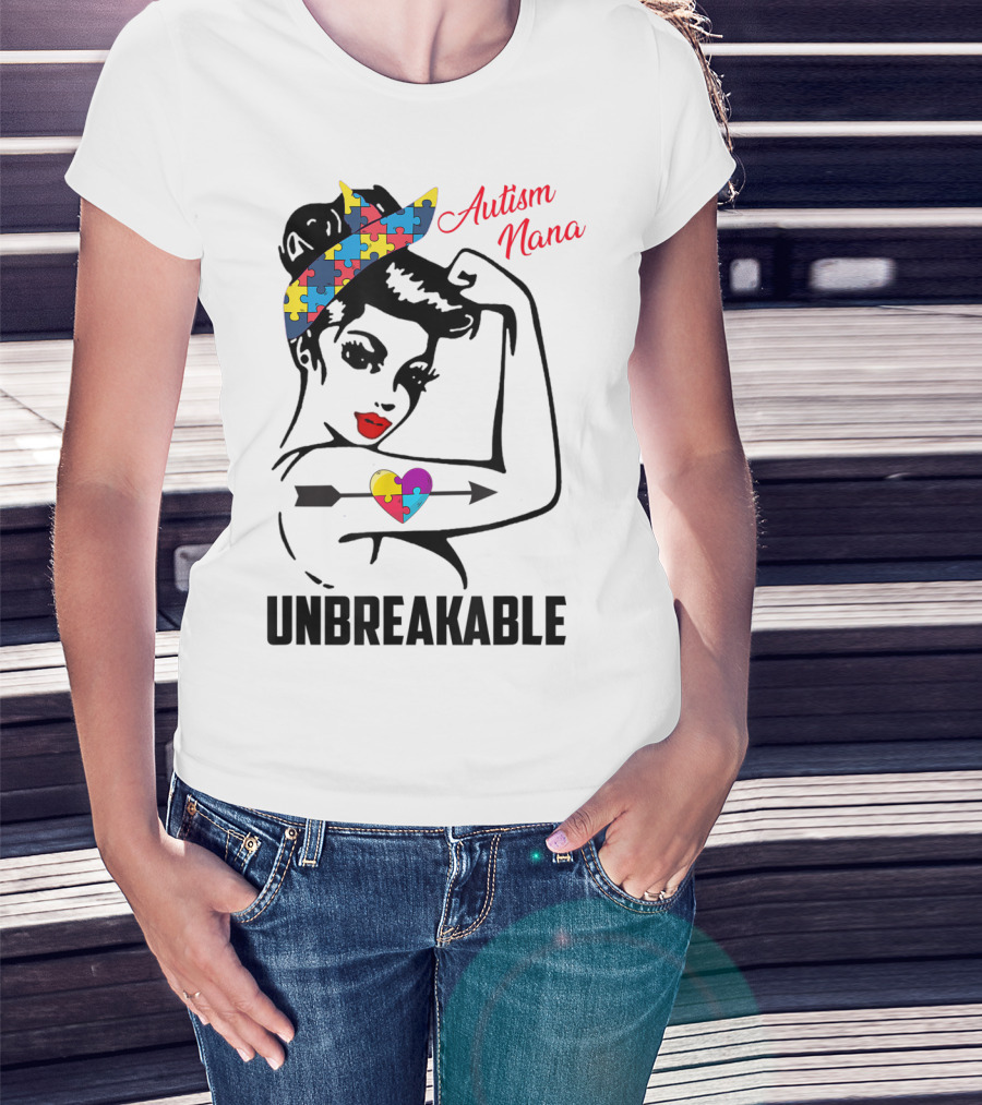 Autism Nana Unbreakable Puzzle Heart Bandana T-Shirt