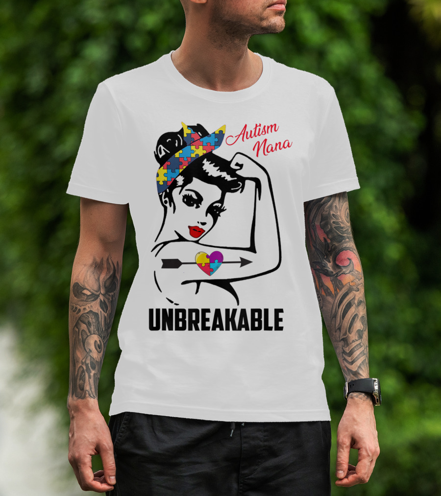 Autism Nana Unbreakable Puzzle Heart Bandana T-Shirt