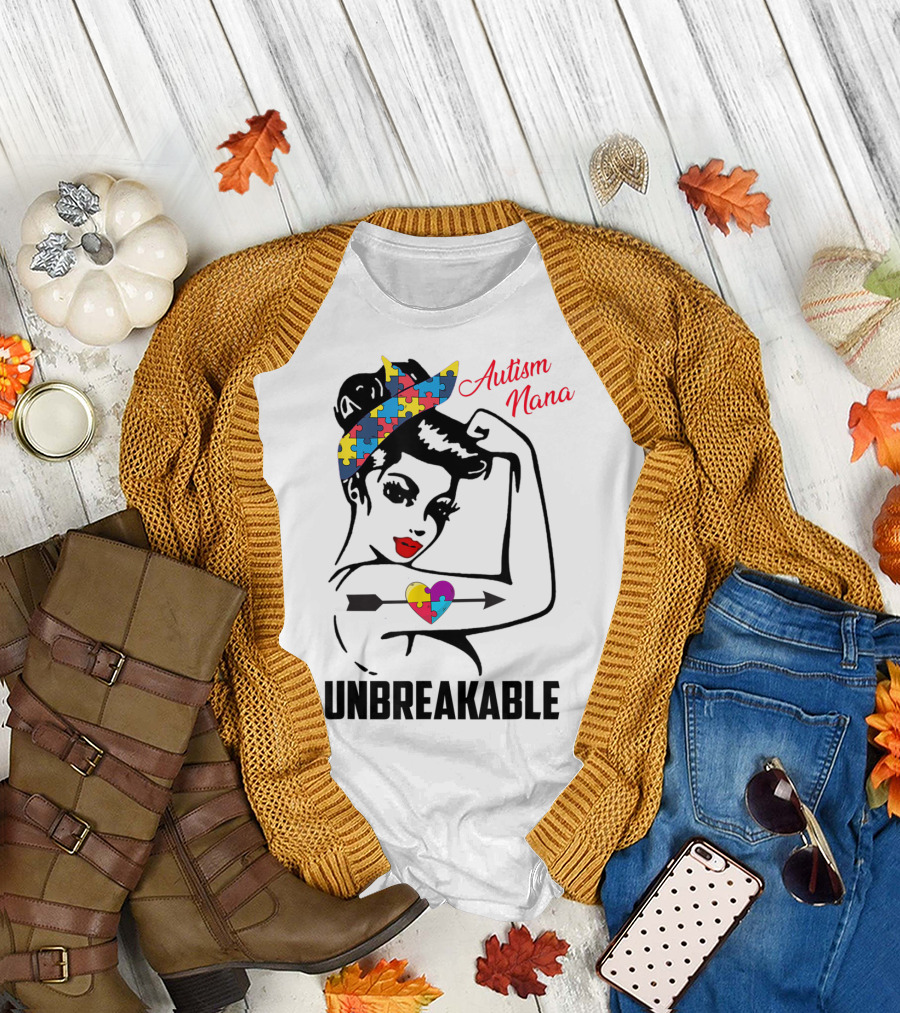 Autism Nana Unbreakable Puzzle Heart Bandana T-Shirt