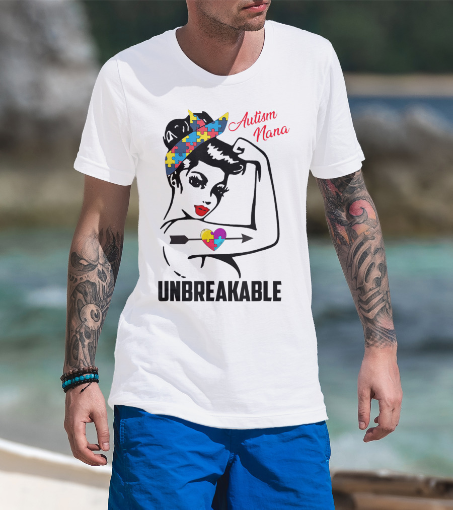 Autism Nana Unbreakable Puzzle Heart Bandana T-Shirt