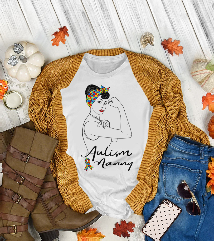 Autism Nanny Unbreakable Rosie Autism Awareness Puzzle T-Shirt
