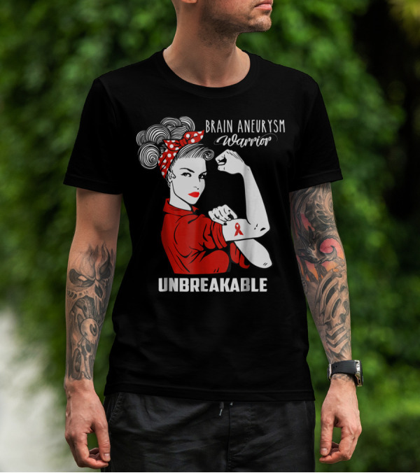 Brain Aneurysm Warrior Unbreakable Awareness Ribbon Strength T-Shirt