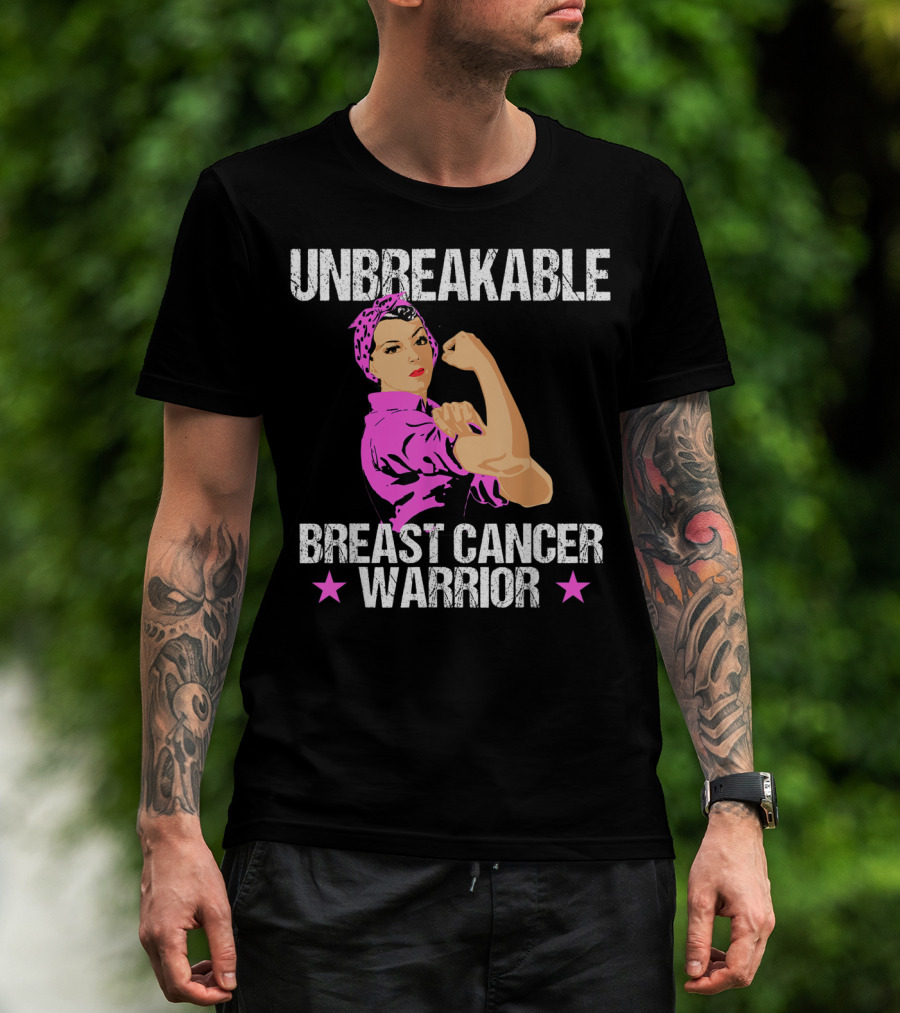 Unbreakable Breast Cancer Warrior Pink Awareness T-Shirt