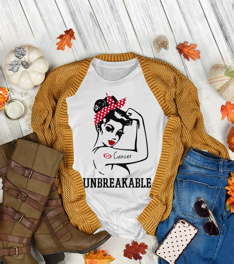 Cancer Girl Unbreakable Rosie Riveter T-Shirt