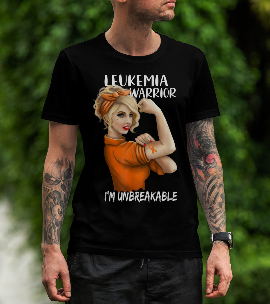 Leukemia Warrior Orange Ribbon I'm Unbreakable T-Shirt