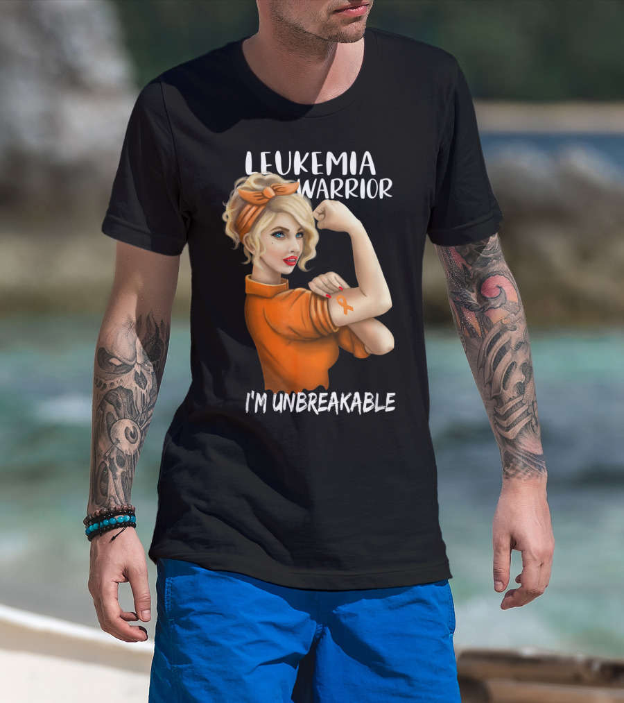 Leukemia Warrior Orange Ribbon I'm Unbreakable T-Shirt