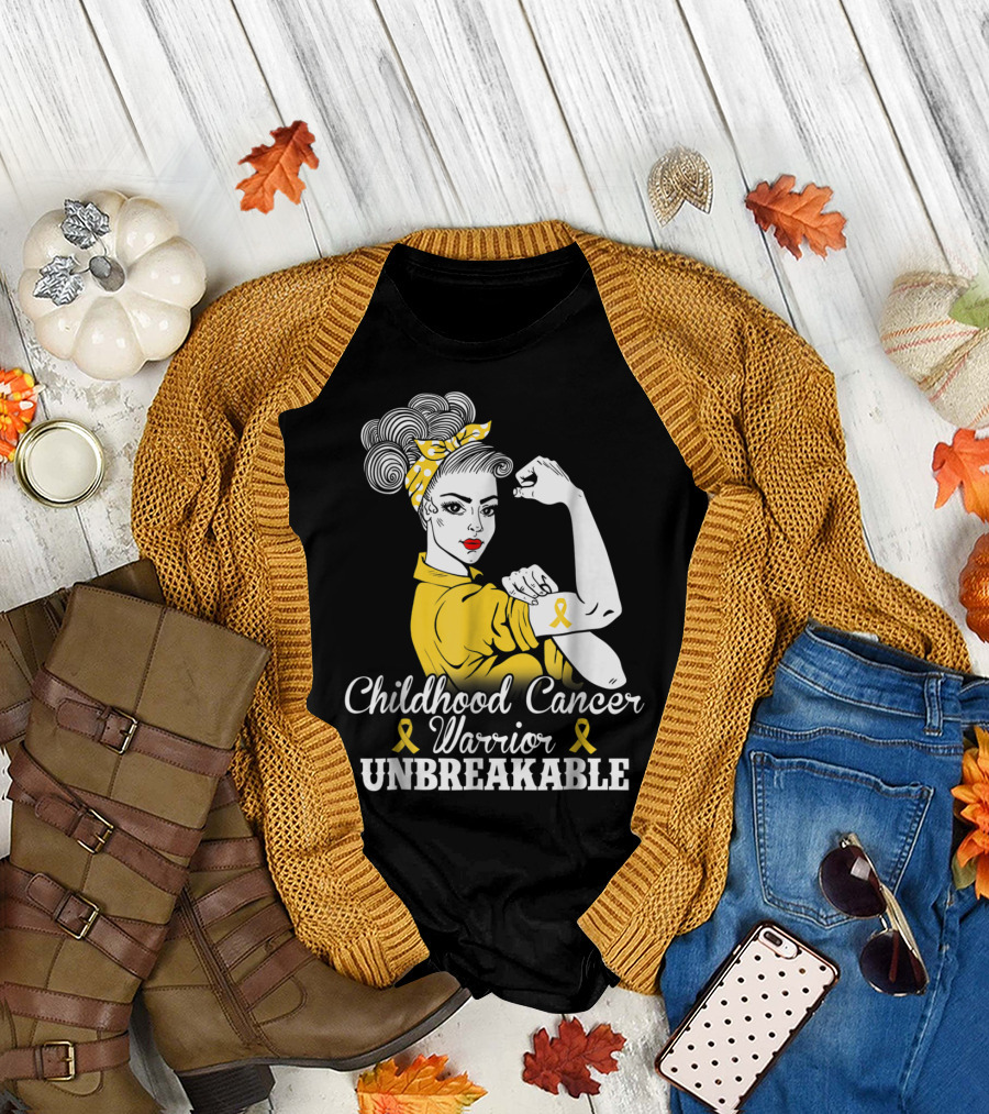 Childhood Cancer Warrior Unbreakable Awareness Month T-Shirt