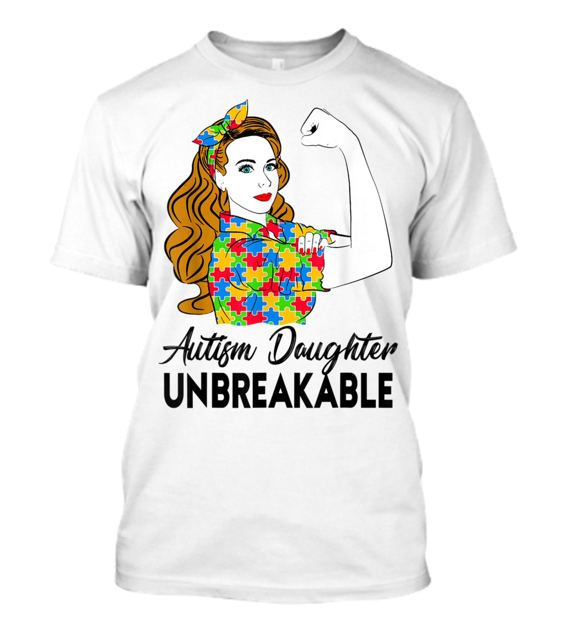 Autism Daughter Unbreakable Puzzle Piece Pattern Autism Awareness T-Shirt