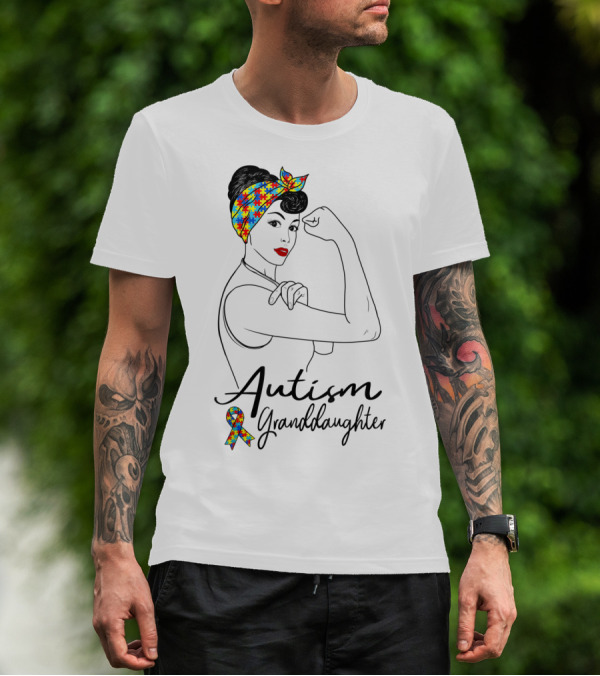 Autism Granddaughter Rosie The Riveter Puzzle Ribbon Unbreakable T-Shirt