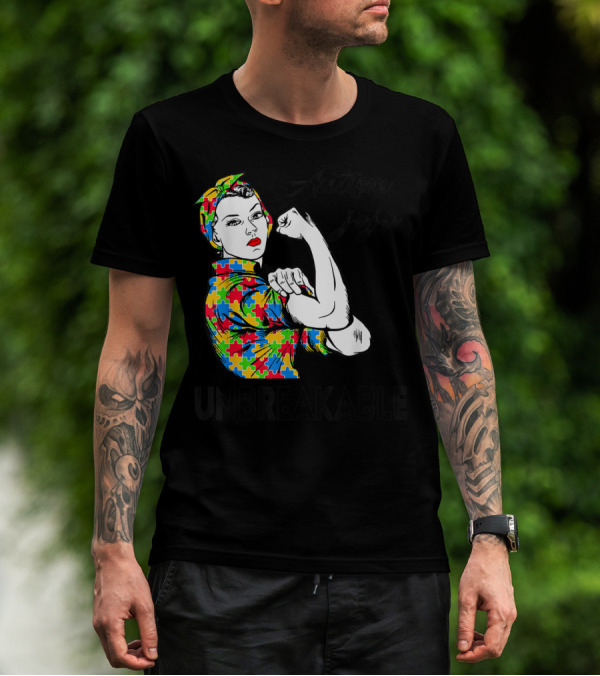Autism Jaja Unbreakable Puzzle Pattern Rosie Autism Awareness T-Shirt