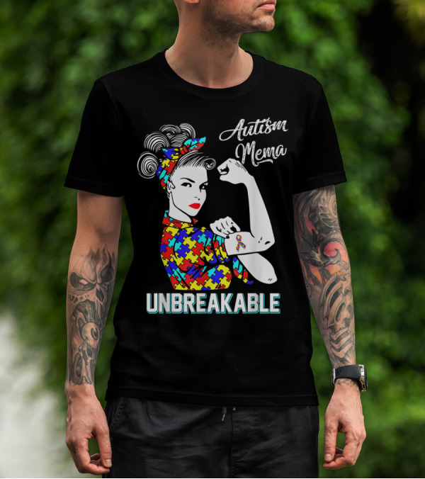 Autism Mema Unbreakable Puzzle Ribbon Awareness T-Shirt