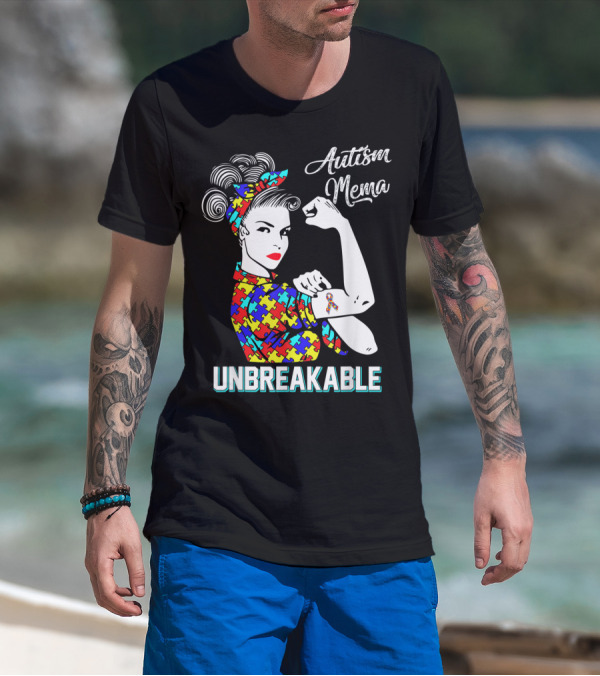 Autism Mema Unbreakable Puzzle Ribbon Awareness T-Shirt