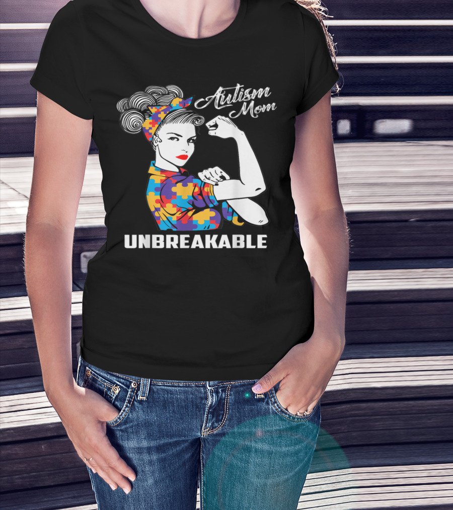 Autism Mom Unbreakable Puzzle Piece Strength T-Shirt