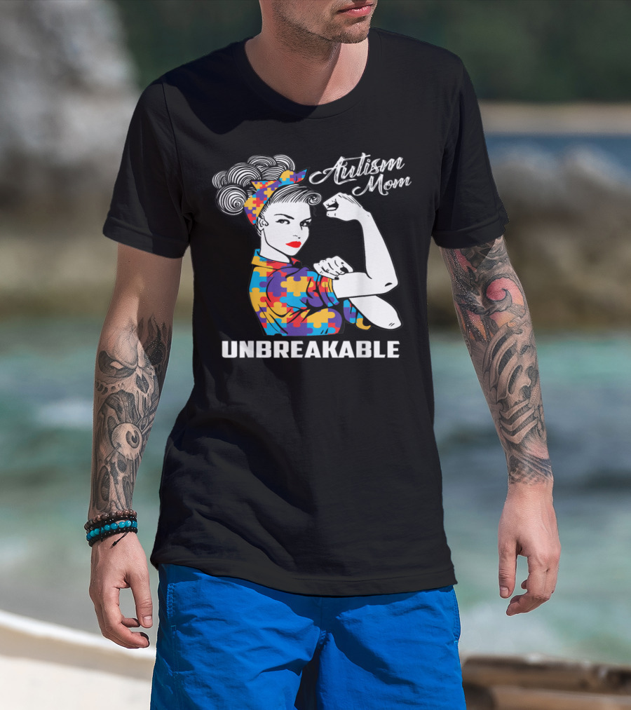 Autism Mom Unbreakable Puzzle Piece Strength T-Shirt