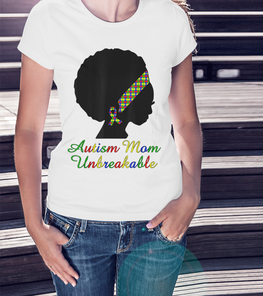 Autism Mom Unbreakable With Puzzle Ribbon Headband T-Shirt