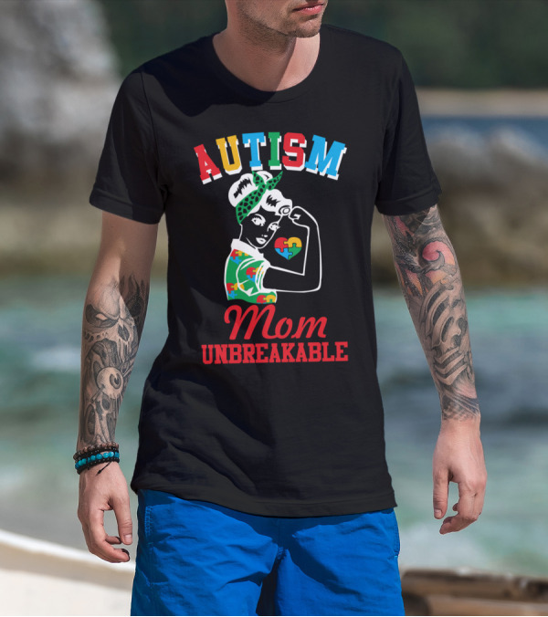 Autism Mom Unbreakable Puzzle Pieces Awareness T-Shirt
