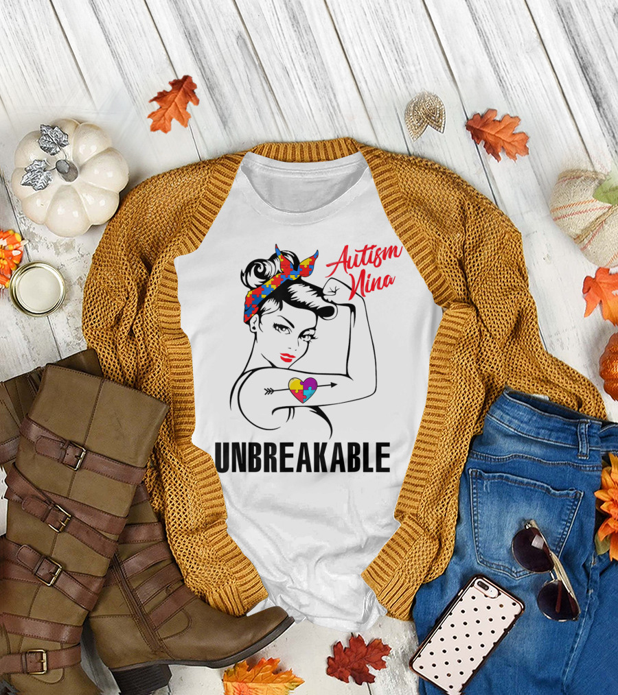 Autism Nina Unbreakable Puzzle Heart Awareness T-Shirt
