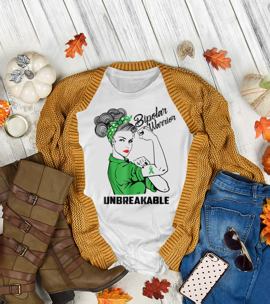 Bipolar Warrior Unbreakable Awareness Ribbon Empowerment T-Shirt