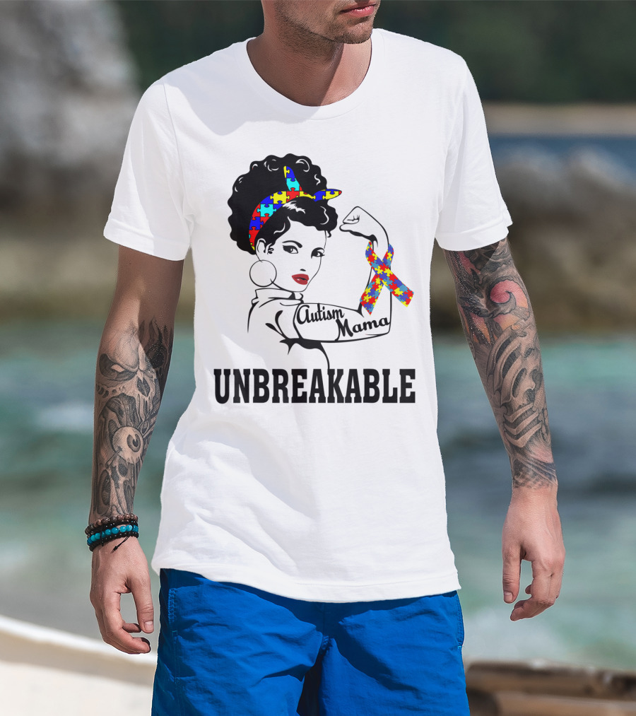 Autism Mama Unbreakable Puzzle Ribbon Sister Daughter T-Shirt