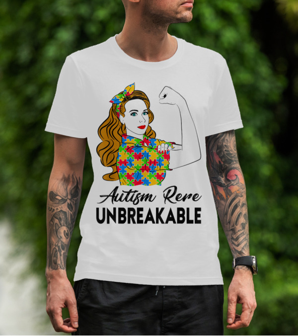Autism Rere Unbreakable Rosie The Riveter Puzzle T-Shirt