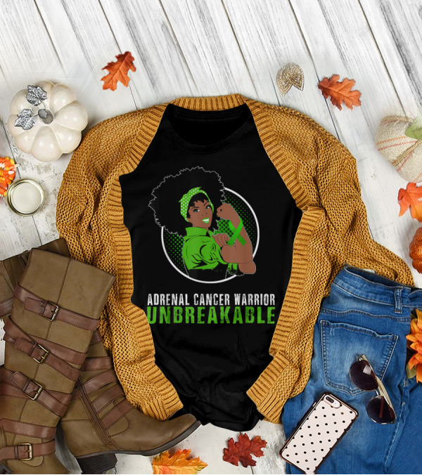 Adrenal Cancer Warrior Black Girl Unbreakable T-Shirt