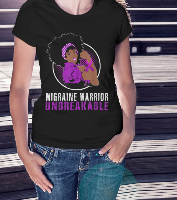 Black Girl Migraine Warrior Unbreakable Strength Empowerment T-Shirt