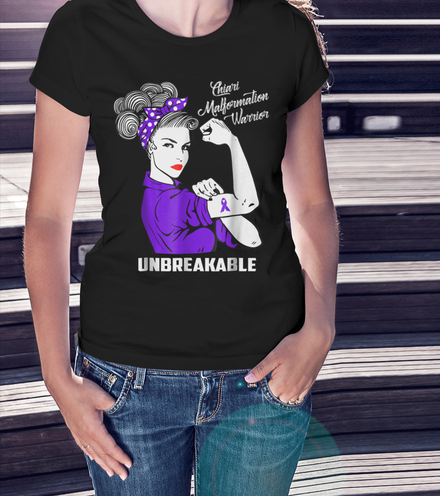 Chiari Malformation Warrior Unbreakable Rosie The Riveter T-Shirt