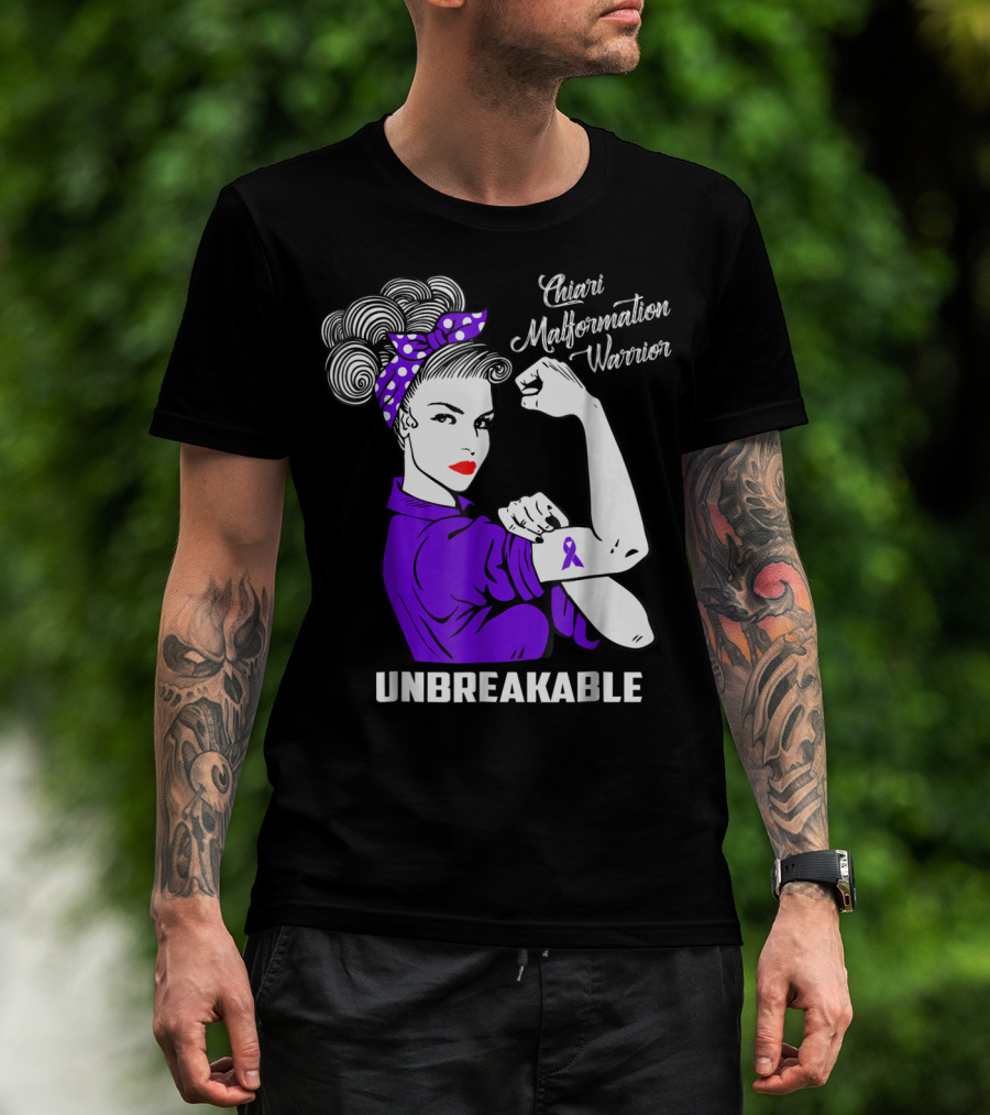 Chiari Malformation Warrior Unbreakable Rosie The Riveter T-Shirt