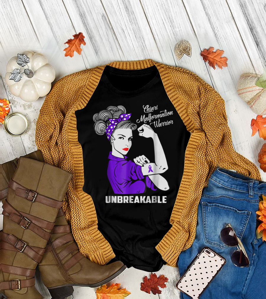 Chiari Malformation Warrior Unbreakable Rosie The Riveter T-Shirt
