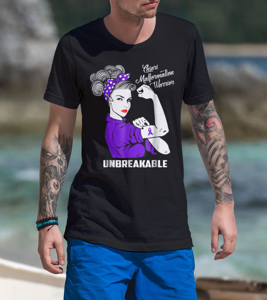 Chiari Malformation Warrior Unbreakable Rosie The Riveter T-Shirt