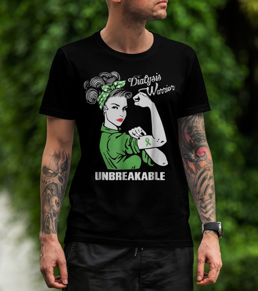 Dialysis Warrior Unbreakable Rosie The Riveter Awareness T-Shirt