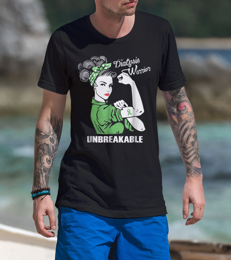 Dialysis Warrior Unbreakable Rosie The Riveter Awareness T-Shirt