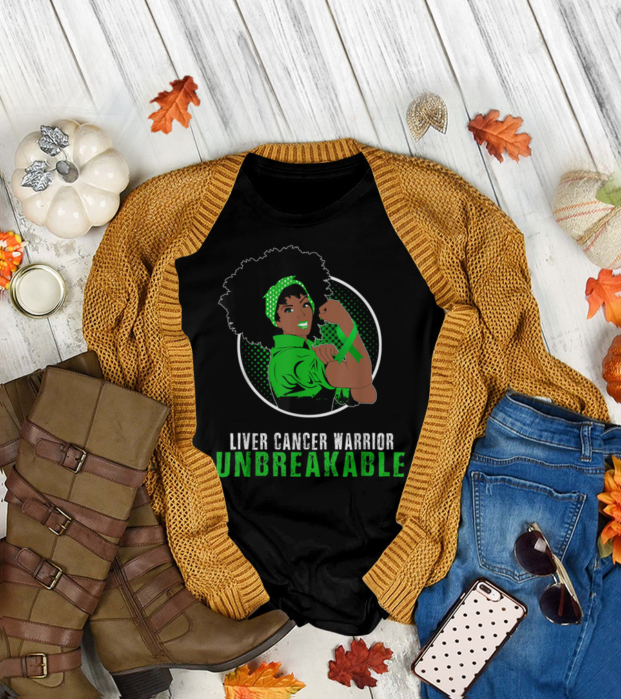 Liver Cancer Warrior Unbreakable Black Girl Strength T-Shirt