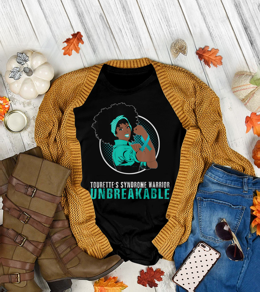 Tourette's Syndrome Warrior Unbreakable Black Girl T-Shirt