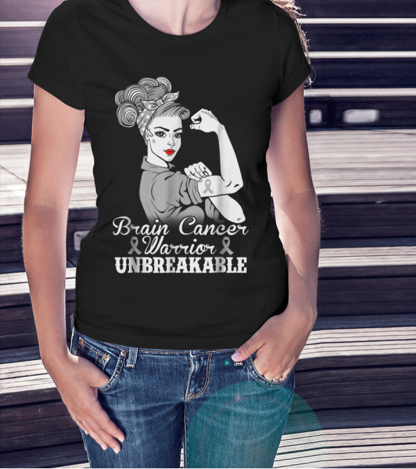 Brain Cancer Warrior Unbreakable Awareness T-Shirt