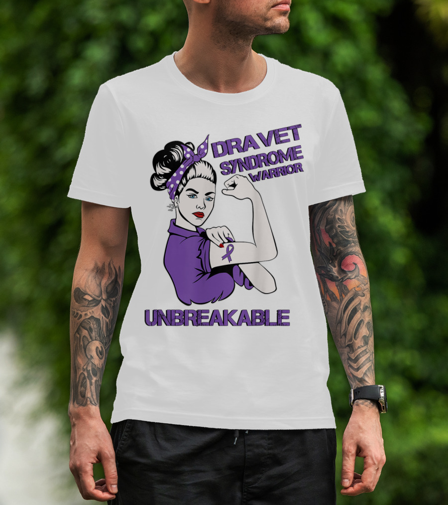 Dravet Syndrome Warrior Unbreakable Rosie Riveter Style Purple T-Shirt