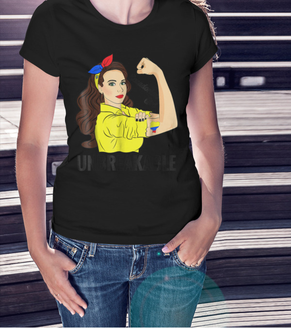Ecuadorian Girl Unbreakable Strength With Ecuador Flag Colors T-Shirt
