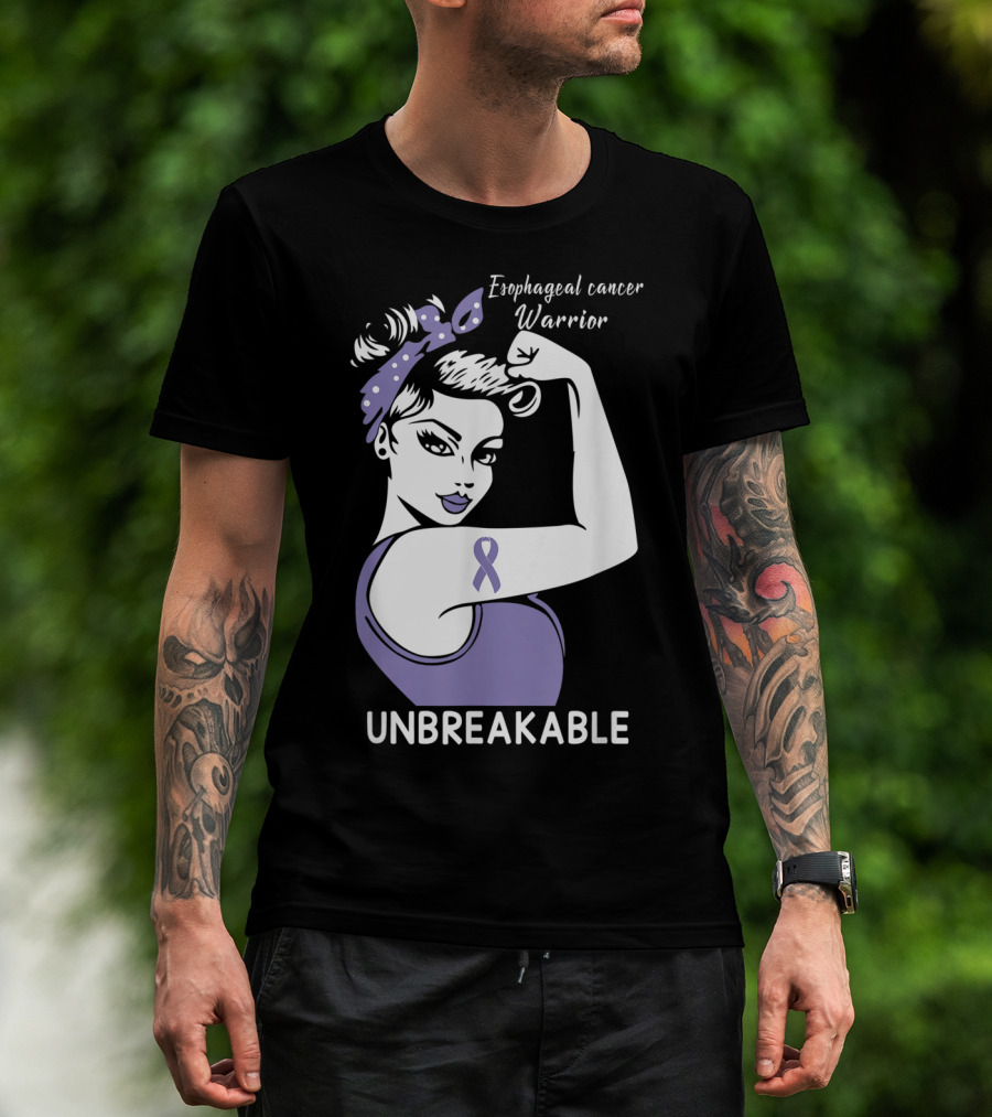 Esophageal Cancer Warrior Unbreakable Strength Ribbon T-Shirt
