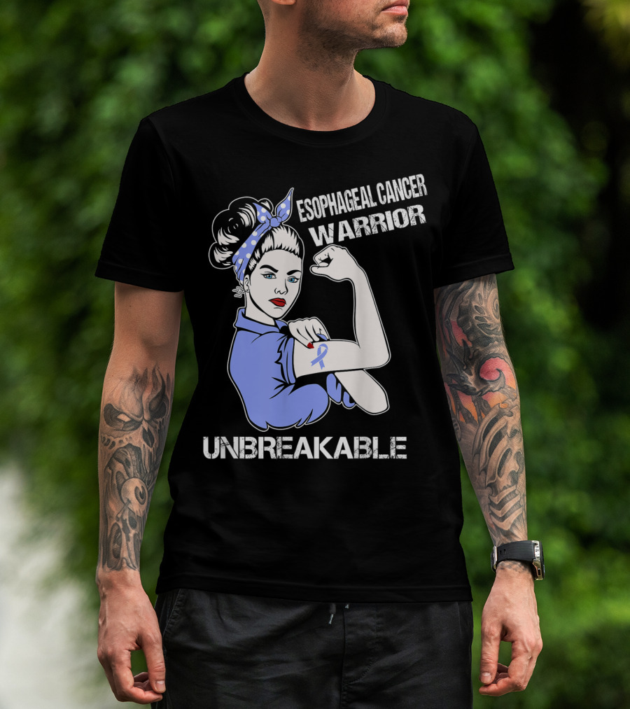Esophageal Cancer Warrior Unbreakable Rosie The Riveter T-Shirt